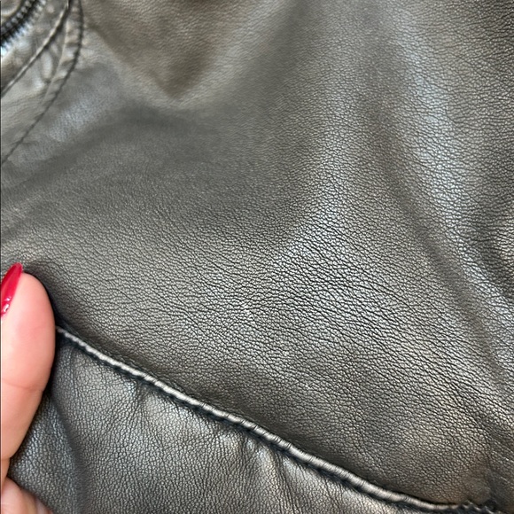 BKE Jacket Brown‎ Faux Leather Full Zip Lined Biker Moto Wolverine Size Large - Picture 5 of 8